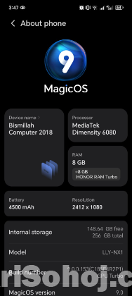 Honor 200 Lite 8+8 Ram, Storage: 256GB,